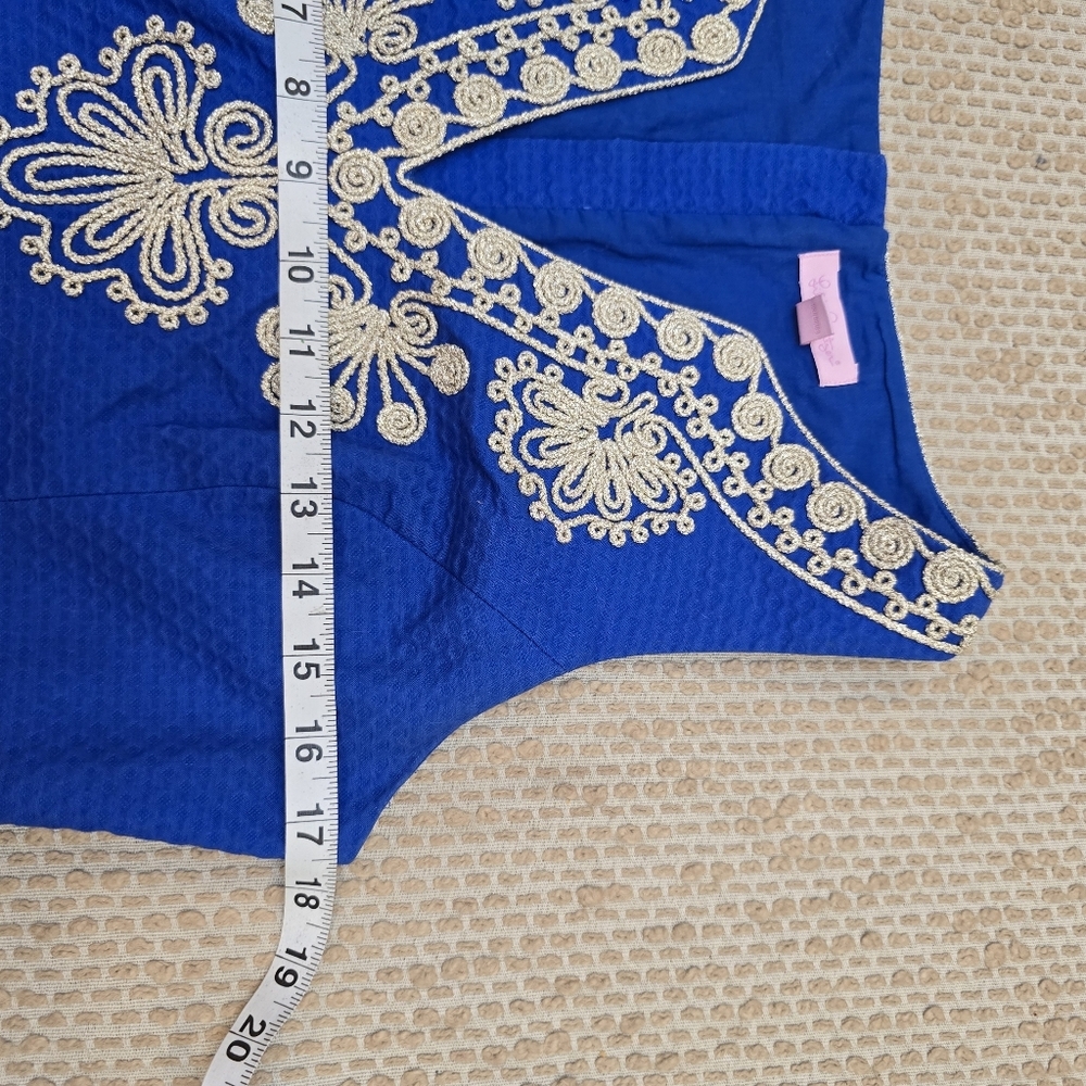 Lilly Pulitzer Womens Size 6 Royal Blue Gabby Shift Dress Embellished Neckline - Picture 8 of 13